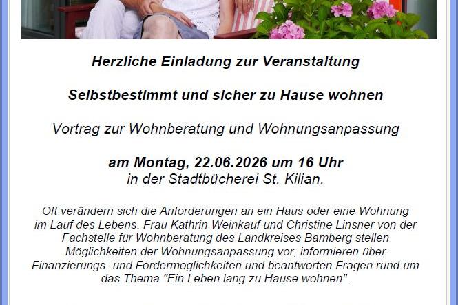 Plakat Vortrag_Selbstbestimmt und sicher zu Hause wohnen