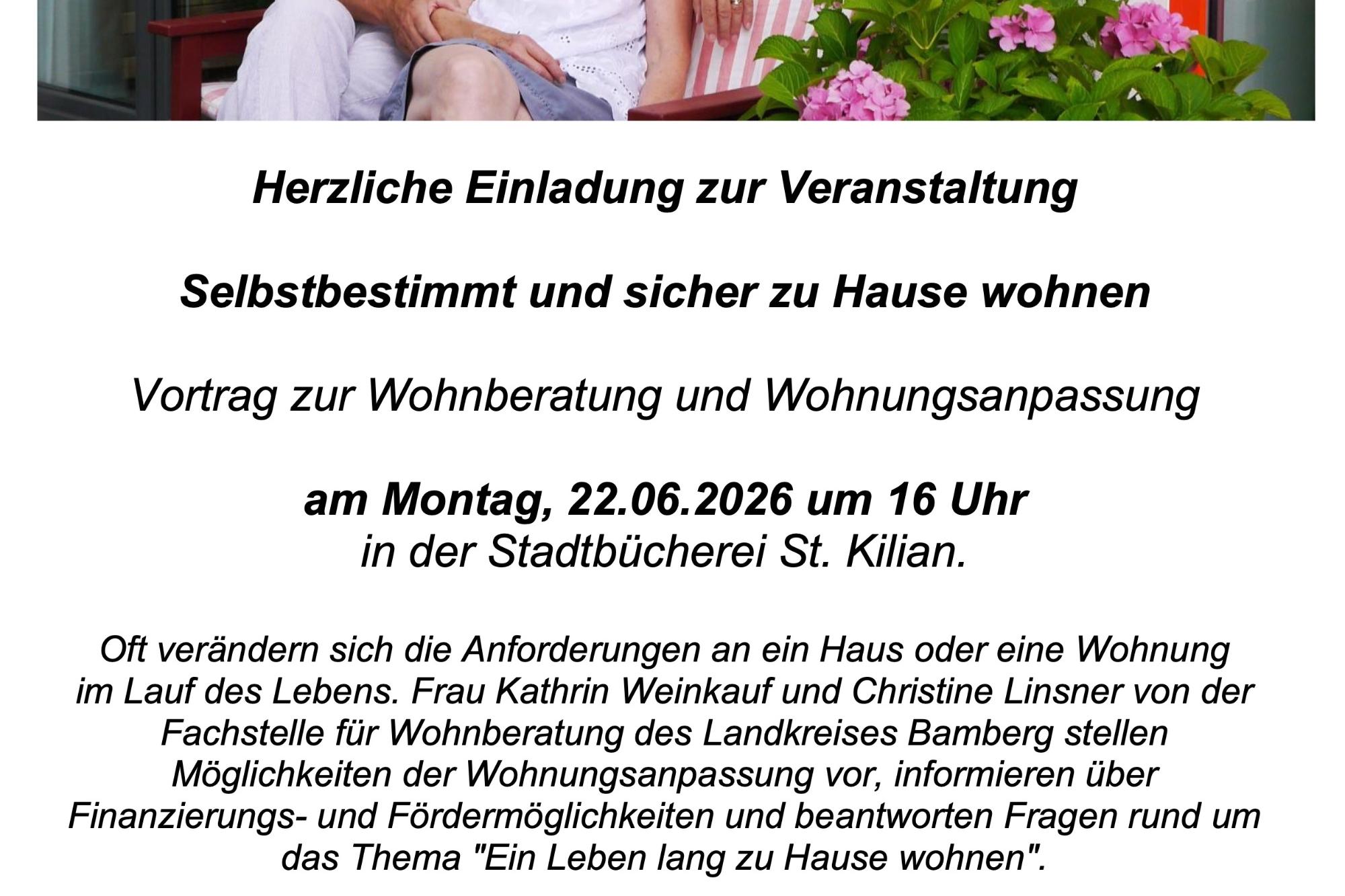 Plakat Vortrag_Selbstbestimmt und sicher zu Hause wohnen