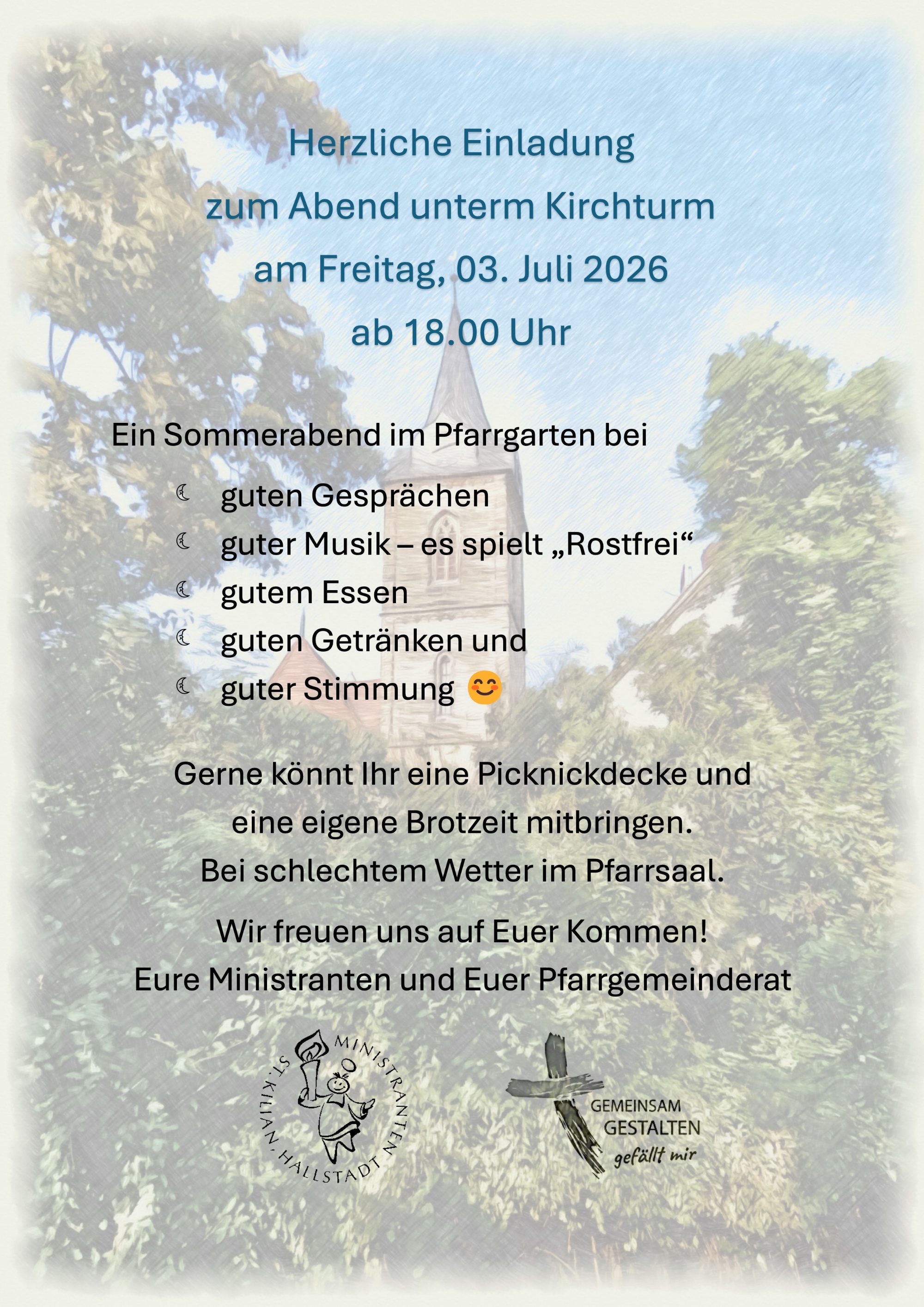 Plakat Abend unterm Kirchturm 2026